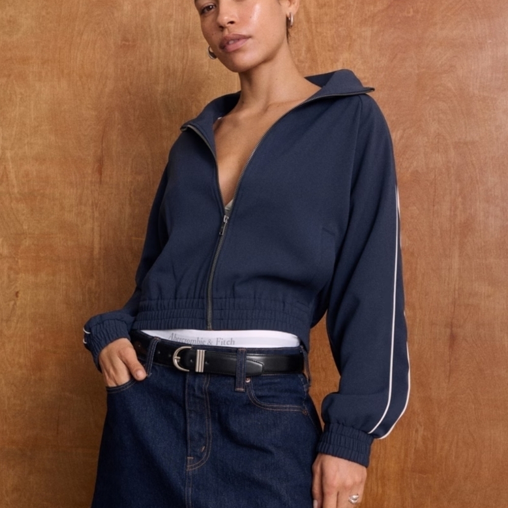 Abercrombie & Fitch Track Jacket Navy Size Medium